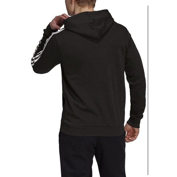 adidas Men's Essentials Fleece 3-Stripes Hoodie Black Sz Large New With Tags - Picture 5 of 7